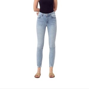 RISEN JEANS Mid-Rise Women's Raw Hem Skinny. Size 7 (28)